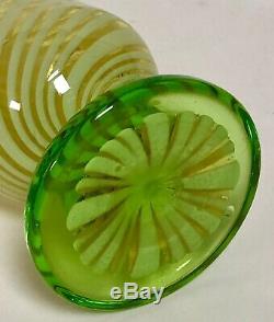 Vaseline Opalescent Glass Tall Jack In Pulpit Spiral Swirl Vase