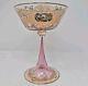 Venetian Enameled Figural Landscape Scene Pink Champagne / Sherbert Glass 6 #6