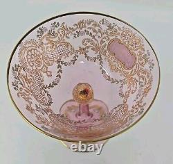 Venetian Enameled Figural Landscape Scene Pink Champagne / Sherbert Glass 6 #6