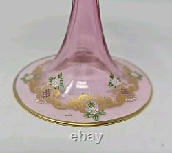 Venetian Enameled Figural Landscape Scene Pink Champagne / Sherbert Glass 6 #6