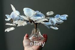 Venetian Glass Flower Bouquet on Crystal Glass Stand Art Glass Italian Murano