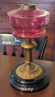 Veritas Lamp Works Victorian Art Glass Kerosene Oil Lamp Combination Brass