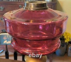 Veritas Lamp Works Victorian Art Glass Kerosene Oil Lamp Combination Brass