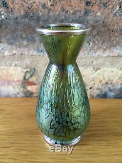 Very Rare Antique 1905 Miniature Johann Loetz Papillion Silver Overlay Vase