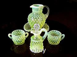 ViNTaGe FENTON VaSeLiNe OpaLeSceNT HobNaiL GLaSs Sugar Creamer Cruet Pitcher Jug