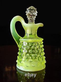 ViNTaGe FENTON VaSeLiNe OpaLeSceNT HobNaiL GLaSs Sugar Creamer Cruet Pitcher Jug