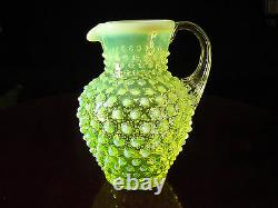 ViNTaGe FENTON VaSeLiNe OpaLeSceNT HobNaiL GLaSs Sugar Creamer Cruet Pitcher Jug