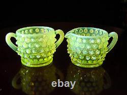 ViNTaGe FENTON VaSeLiNe OpaLeSceNT HobNaiL GLaSs Sugar Creamer Cruet Pitcher Jug