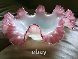 Victorian 11 Mt Washington Cranberry Ruffled Rim Glass Brides Bowl