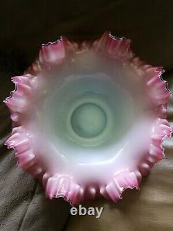 Victorian 11 Mt Washington Cranberry Ruffled Rim Glass Brides Bowl