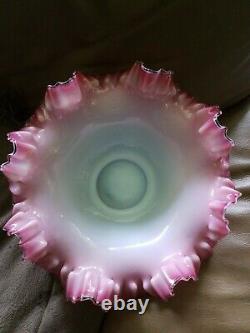 Victorian 11 Mt Washington Cranberry Ruffled Rim Glass Brides Bowl