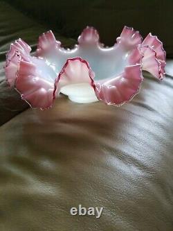 Victorian 11 Mt Washington Cranberry Ruffled Rim Glass Brides Bowl