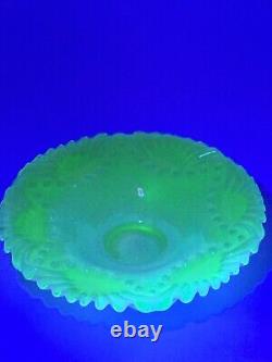 Victorian 1800's Custard Glass Bride's Basket Bowl