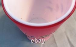 Victorian 1880's Pink Cased Satin Art Glass Enamel Floral Decorated Tumbler B