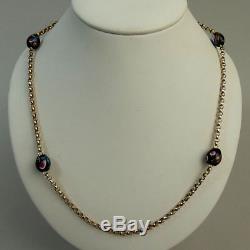 Victorian 9k Gold & Murano Glass Bead Belchor Necklace C. 1900 10.8 Grams