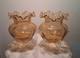 Victorian Amber Art Glass Footed Posy Vases