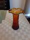 Victorian Amberina With Bubbles Art Glass Vase