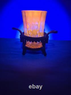 Victorian Antique Amberina Glass Optic Dot Vase or Celery With Frame/Stand Victorian Antique Amberina Glass Optic Dot Vase or Celery With Frame/Stand