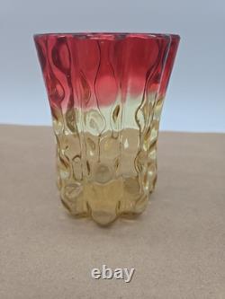 Victorian Antique Amberina Glass Optic Dot Vase or Celery With Frame/Stand Victorian Antique Amberina Glass Optic Dot Vase or Celery With Frame/Stand