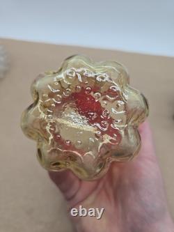 Victorian Antique Amberina Glass Optic Dot Vase or Celery With Frame/Stand Victorian Antique Amberina Glass Optic Dot Vase or Celery With Frame/Stand