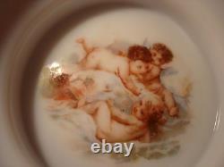 Victorian Antique Art Glass Brides Bowl Decorated with Babies