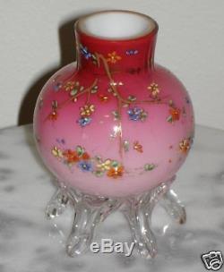 Victorian Antique Art Glass Cranberry Overlay footed Vase, ca. 1890's