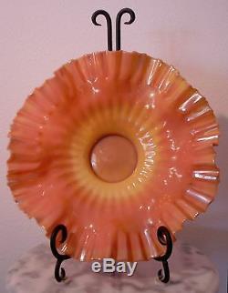 Victorian Antique Art Glass New Martinsville Iridized Pink Muranese Bowl