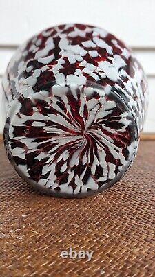 Victorian Antique Art Glass Phoenix 8 Maroon White Flakes Dot Optic Pitcher