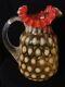 Victorian Antique Art Glass Phoenix Amberina White Opal Coinspot Pitcher Scarce