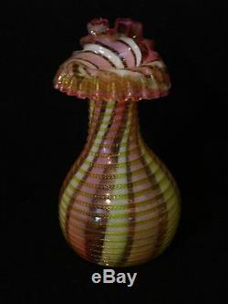 Victorian Antique Art Glass Thomas Webb English Threaded Vase
