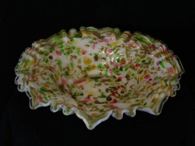 Victorian Antique Art Glass Webb Or Stevens And Williams Large Shallow Bowl