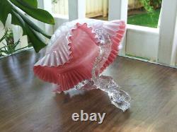 Victorian Antique Hand Blown Stevens Williams Art Glass BASKET, Pink & White