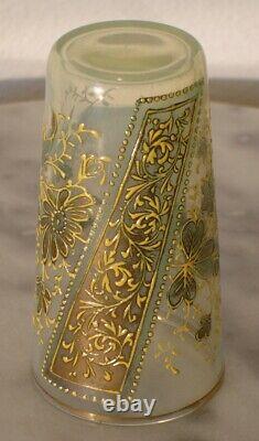 Victorian Antique Moser Art Glass Vaseline Decorated Juice