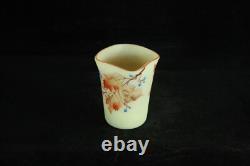 Victorian Antique Mt. Washington Burmese Toothpick Holder Art Glass Hand Painted Victorian Antique Mt. Washington Burmese Toothpick Holder Art Glass Hand Painted