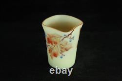 Victorian Antique Mt. Washington Burmese Toothpick Holder Art Glass Hand Painted Victorian Antique Mt. Washington Burmese Toothpick Holder Art Glass Hand Painted