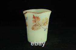 Victorian Antique Mt. Washington Burmese Toothpick Holder Art Glass Hand Painted Victorian Antique Mt. Washington Burmese Toothpick Holder Art Glass Hand Painted