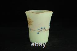 Victorian Antique Mt. Washington Burmese Toothpick Holder Art Glass Hand Painted Victorian Antique Mt. Washington Burmese Toothpick Holder Art Glass Hand Painted