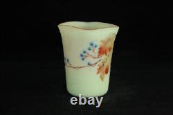 Victorian Antique Mt. Washington Burmese Toothpick Holder Art Glass Hand Painted Victorian Antique Mt. Washington Burmese Toothpick Holder Art Glass Hand Painted