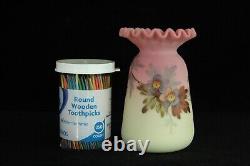 Victorian Antique Webb Burmese Pie Crust Rim Vase Art Glass Hand Painted