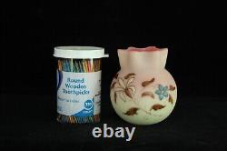 Victorian Antique Webb Burmese Toothpick Holder Glass Heavy Enamel Décor Vase