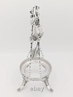Victorian Antique Wilcox Quadruple Silver Plate Art Glass Brides Basket Figural