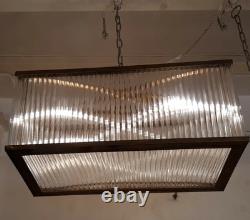 Victorian Art Deco Brass & Glass Ship Ceiling Fixture Chandelier Hanging Light Victorian Art Deco Brass & Glass Ship Ceiling Fixture Chandelier Hanging Light