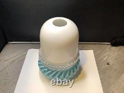 Victorian Art Glass Blue Twist Stripe 3 Pc Fairy Lamp Candle Light Clarke's Hldr