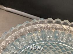 Victorian Art Glass Blue Twist Stripe 3 Pc Fairy Lamp Candle Light Clarke's Hldr
