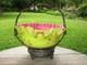 Victorian Art Glass Brides Bowl Gold Enamel Opaque Verde Rubina Meriden Silver