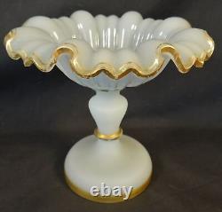 Victorian Art Glass CLAMBROTH TAZZA COMPORT CUT EDGE W GILT ACCENTS C. 1860