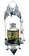 Victorian Art Glass Enameled & Meriden Quadruple Silver Plate Pickle Castor