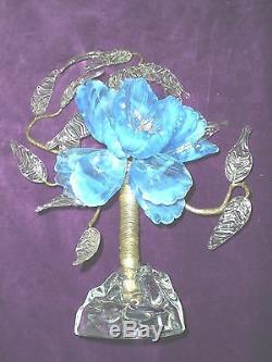 Victorian Art Glass Flower On Base Centerpiece, Large 3-d Blossom
