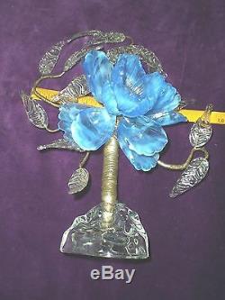 Victorian Art Glass Flower On Base Centerpiece, Large 3-d Blossom