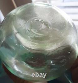 Victorian Art Glass Green Vaseline Opalescent Posy Vase possibly Ladies Spittoon